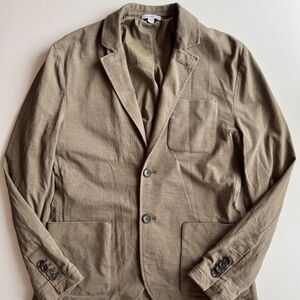 JAMES PERSE Olive Green Heavy Slub Cotton Jersey Patch Pocket Blazer, Size 2/M